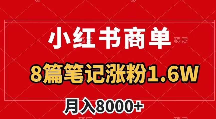 小红书商单最新玩法，8篇笔记涨粉1.6w，作品制作简单，月入8000+【揭秘】
